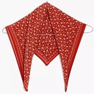 Madewell Silk Square red floral Bandana Scarf